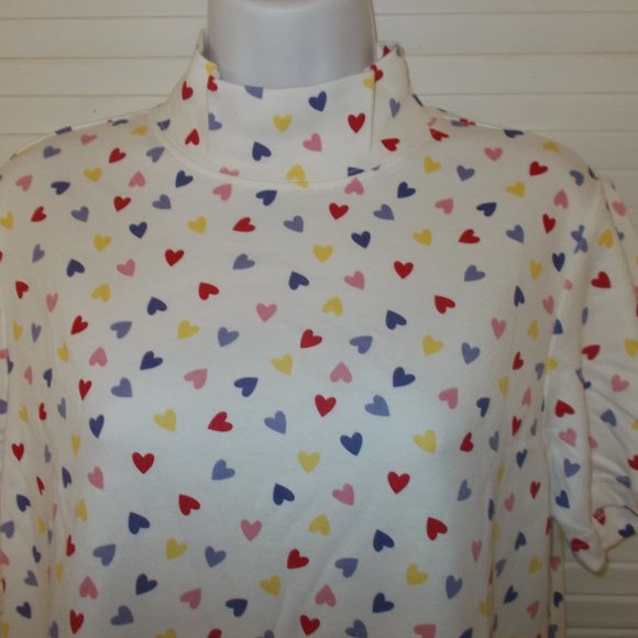 Women's Valentine's Day T-Shirt White w/Colorful Hearts Sm Blair NWT - Picture 1 of 2